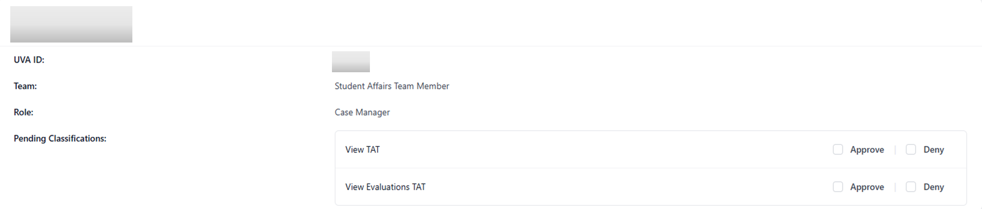 Example approval card